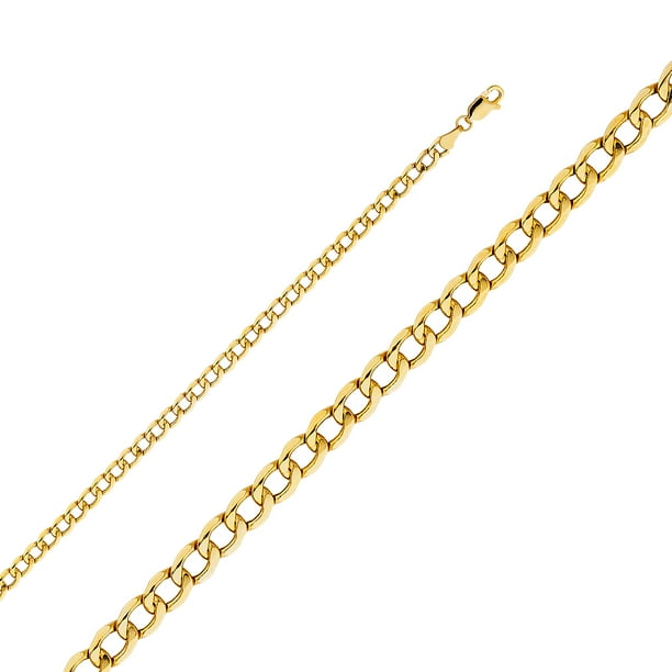 Jewels By Lux 14K Yellow Gold Hollow Curb Chain Necklace With Lobster Claw Clasp 